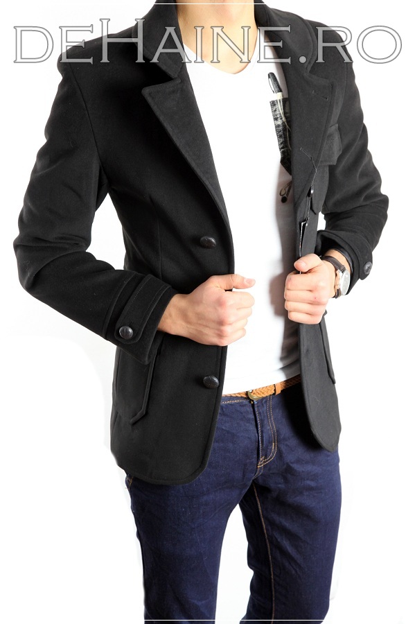 Palton barbati de iarna negru 3447 s-33
